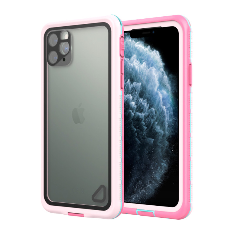 Custodia impermeabile per telefono custodia impermeabile per iPhone 11 (rosa) cover posteriore trasparente