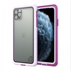 Iphone 11 caso impermeabile con cassa di vita di planyard Iphone 11 impermeabile (viola) con copertura posteriore trasparente