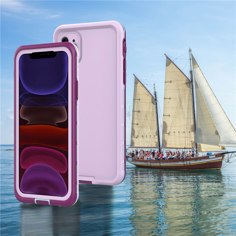 Iphone 11 caso impermeabile all'acqua completamente impermeabile per iPhone 11 caso impermeabilizzazione (porpora) con copertura di fondo del colore solido
