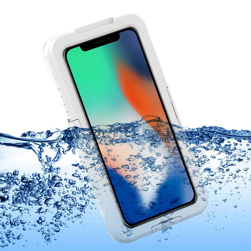 Custodia impermeabile universale per cellulare custodia impermeabile piccola trasparente custodia per fotocamera subacquea per iPhone XS Max (bianco)