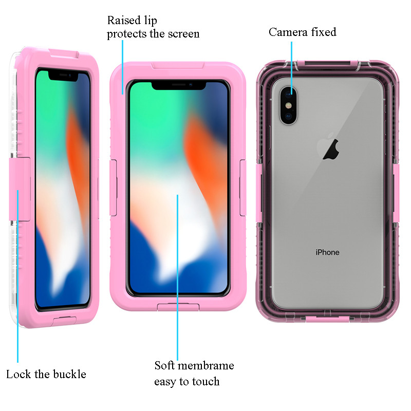 Buona borsa a prova d'acqua per iPhone XS Max borsa a prova di cellulare (rosa)