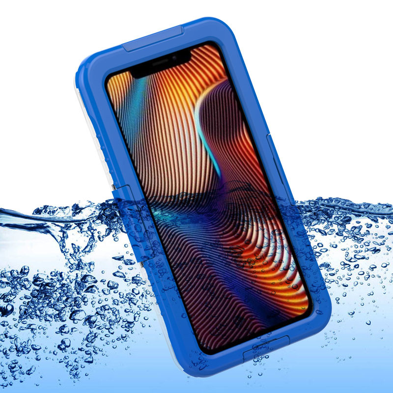 Custodia impermeabile per iphone custodia antiurto resistente all'acqua per iPhone XR (blu)