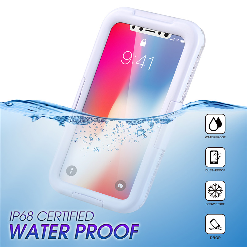 Custodia impermeabile per telefono impermeabile e antiurto per iPhone vicino a me custodia subacquea per fotocamera per iPhone XS （Bianco)